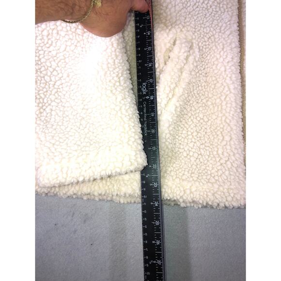 Nike Sherpa Fleece Jacket Big Swoosh Cream White Women’s M Cozycore Streetwear - Picture 3 of 9